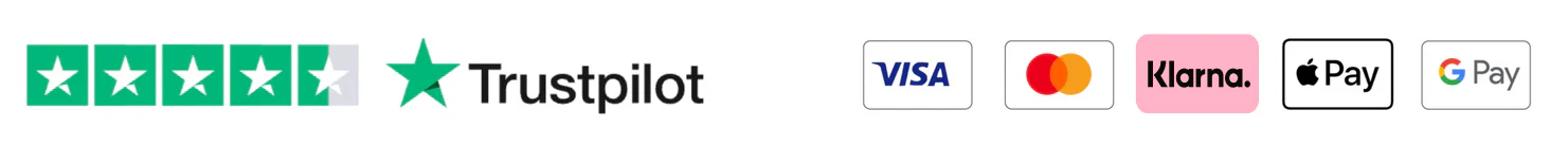 Trustpilot 4.8 stars · Visa, Mastercard, Afterpay, Apple Pay, Google Pay
