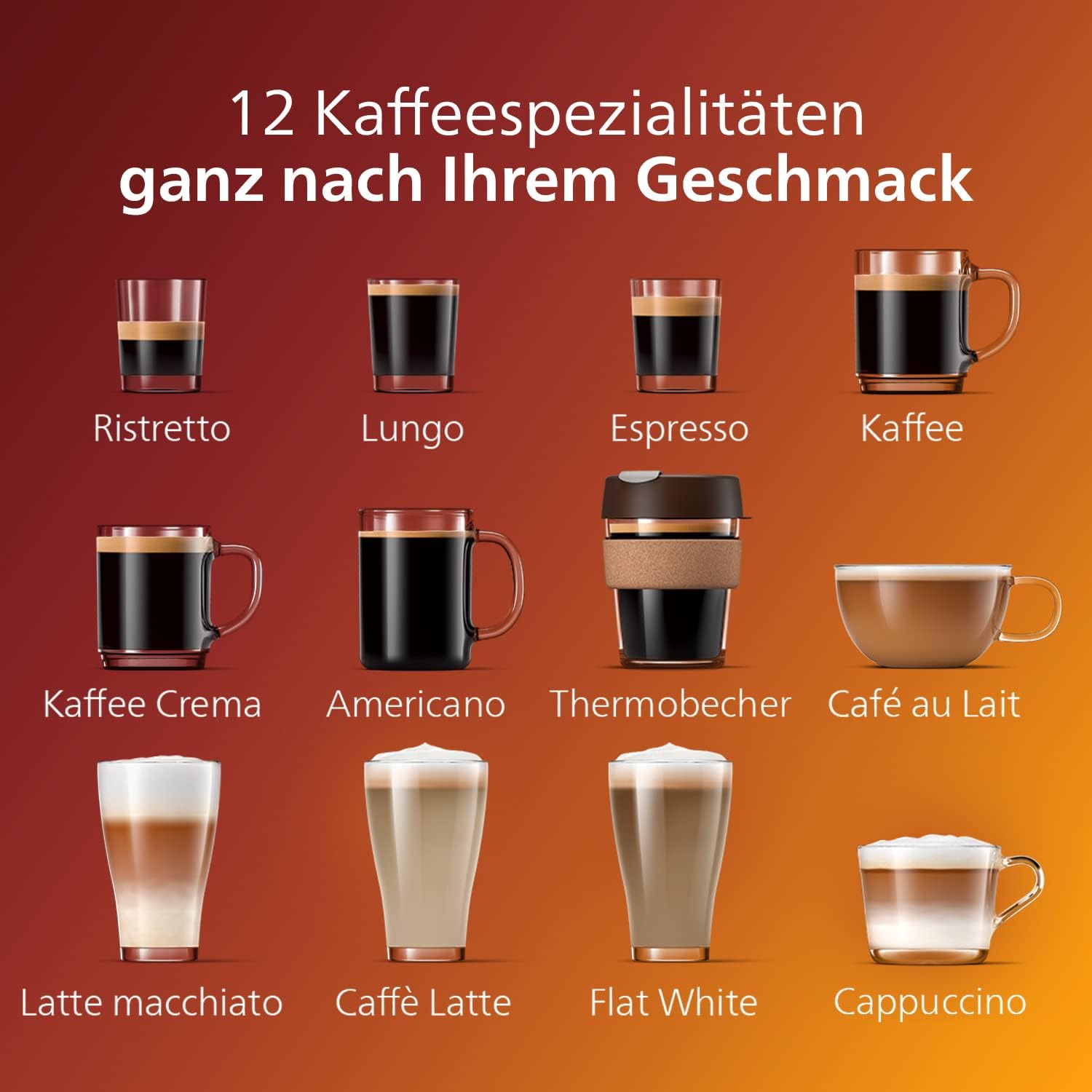 12 specialty drinks at the touch of a button